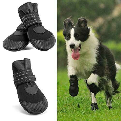 Hcpet Protectores de Pata de Perro, Zapatos Perro para Pequeña y Grandes Perros – Negro (6#)