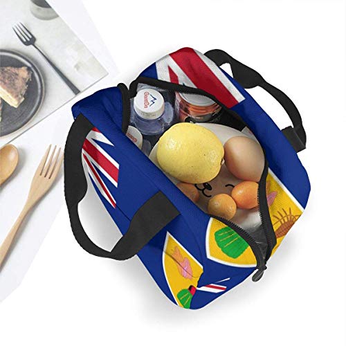 Hdadwy Bolsa de almuerzo reutilizable Fiambrera aislada Tela de lona con papel de aluminio, Bandera de las Islas Turcas y Caicos Bolso de mano para el almuerzo Fordable