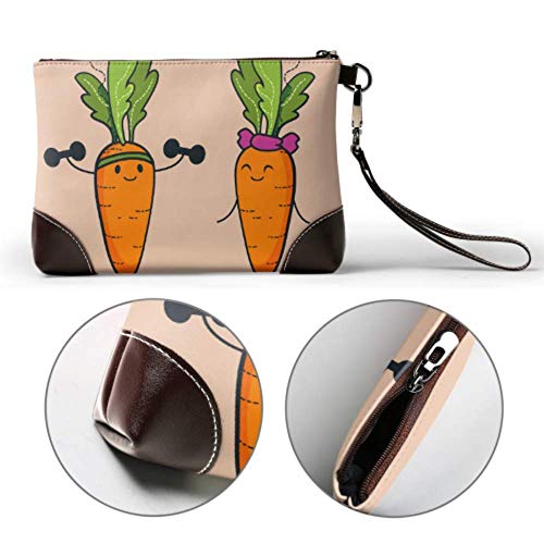 Hdadwy Conjunto de pulsera de cuero suave impermeable para mujer con billetera de viaje de zanahoria colorida con cremallera para mujeres y niñas