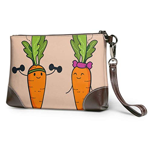 Hdadwy Conjunto de pulsera de cuero suave impermeable para mujer con billetera de viaje de zanahoria colorida con cremallera para mujeres y niñas