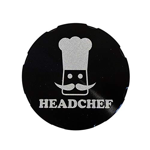 Headchef - Maquinilla de afeitar (4 piezas, metal de alta calidad para hierbas y tabaco con rascador de tamiz 40 mm. negro