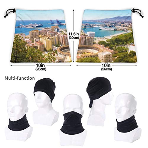 Headwear Bandana Neck Gaiter Head Wrap Diadema para hombres Mujeres Multifuncional Head Scarf Magic Scarf Sweatband para pesca Ciclismo, Vista aérea de Málaga con plaza de toros de España España Europ