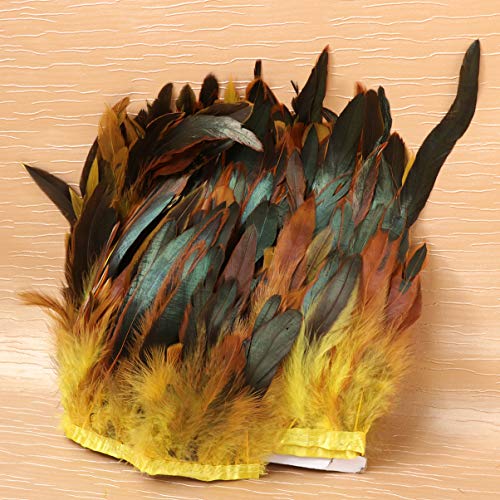 Healifty adorno de flecos de plumas de gallo para decoración artesanal de sombreros de bricolaje 5m amarillo