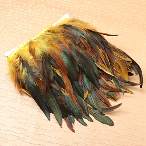 Healifty adorno de flecos de plumas de gallo para decoración artesanal de sombreros de bricolaje 5m amarillo