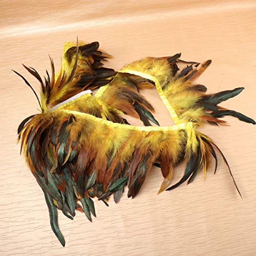 Healifty adorno de flecos de plumas de gallo para decoración artesanal de sombreros de bricolaje 5m amarillo