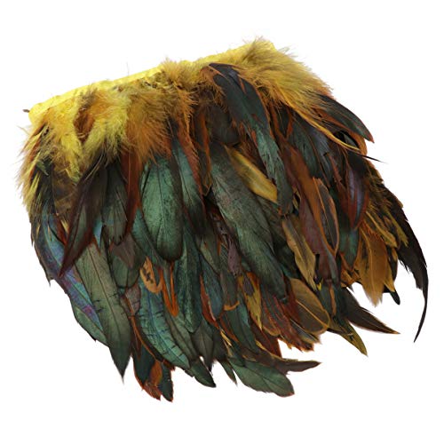 Healifty adorno de flecos de plumas de gallo para decoración artesanal de sombreros de bricolaje 5m amarillo