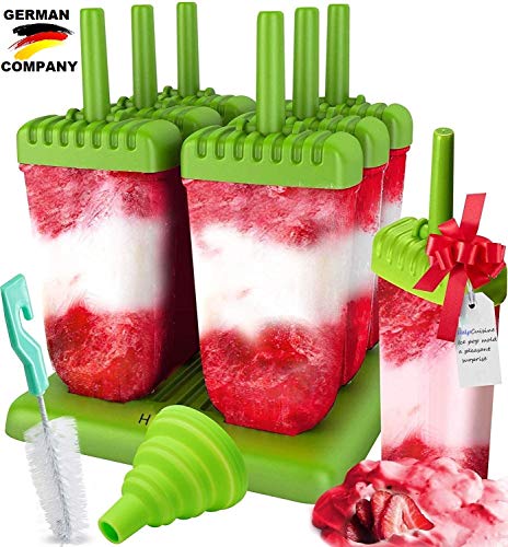 HelpCuisine® Molde para Helados/Moldes de Polos - Juego de Seis Unidades sin BPA y Aprobado por FDA. 24 Meses de Garancia! (Verde)