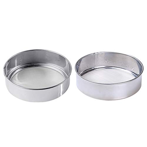 Hemoton 2 Piezas Tamizadoras de Harina Malla Fina de Acero Inoxidable Tamiz en Polvo Colador Herramientas de Tamizado de Cocina para Té de Café con Azúcar (Malla 60 + Malla 40)