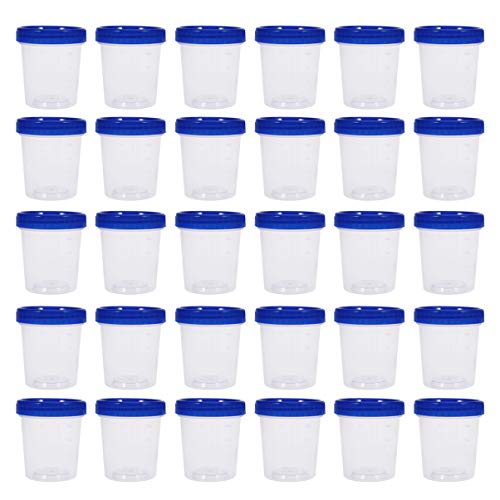 Hemoton - Juego de 30 vasos medidores desechables con tapa, plástico, transparente, para muestra, 120 ml