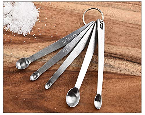 Hemuu 5 PCS Juegos de Cucharas Medidoras, Acero Inoxidable Cuchara Set Spoons Set Líquido Seco Condimento Cucharas Hornear Cucharas Medición Cuchara Conjunto para Cocina Casera Accesorios (S)