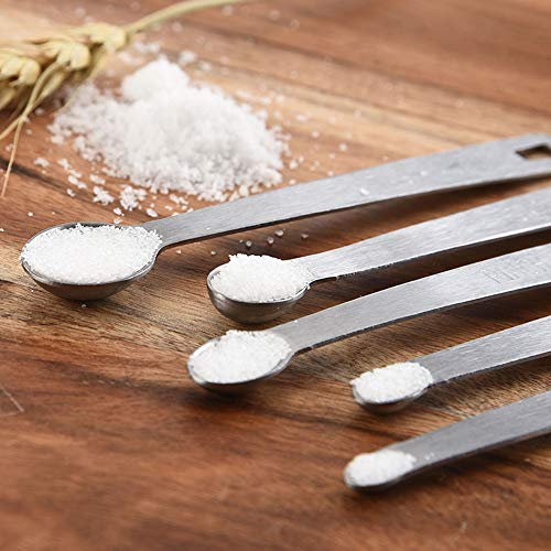 Hemuu 5 PCS Juegos de Cucharas Medidoras, Acero Inoxidable Cuchara Set Spoons Set Líquido Seco Condimento Cucharas Hornear Cucharas Medición Cuchara Conjunto para Cocina Casera Accesorios (S)