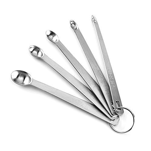 Hemuu 5 PCS Juegos de Cucharas Medidoras, Acero Inoxidable Cuchara Set Spoons Set Líquido Seco Condimento Cucharas Hornear Cucharas Medición Cuchara Conjunto para Cocina Casera Accesorios (S)