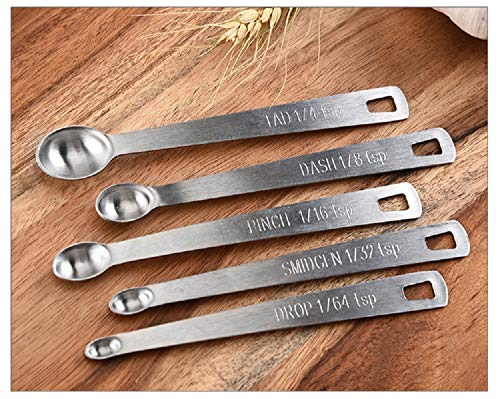 Hemuu 5 PCS Juegos de Cucharas Medidoras, Acero Inoxidable Cuchara Set Spoons Set Líquido Seco Condimento Cucharas Hornear Cucharas Medición Cuchara Conjunto para Cocina Casera Accesorios (S)