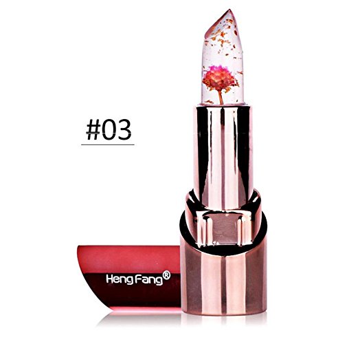 Hengfang Decoloración Bálsamos labiales Brillante Permanente Barra de labios Larga duracion Impermeable Mate Brillo de labios Fijas Hidratante Rosa Gelatina Flores secas Lapiz labial Impermeable (C)