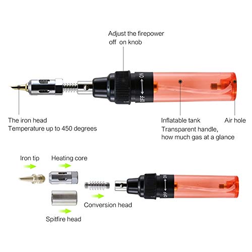 Herramientas para Reparar Pluma de Hierro de Soldadura de Gas butano Fácil de Usar y Reparar. (Color : Rojo)