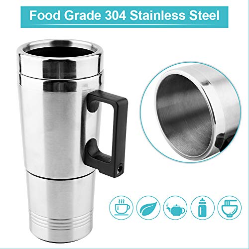 Hervidor de viaje, hervidor de agua eléctrico para 500 ml, taza de café de acero inoxidable, termo térmico, calentador de viaje, encendedor, hervidor para té, café, 12V