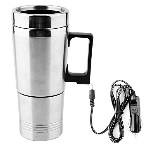 Hervidor de viaje, hervidor de agua eléctrico para 500 ml, taza de café de acero inoxidable, termo térmico, calentador de viaje, encendedor, hervidor para té, café, 12V