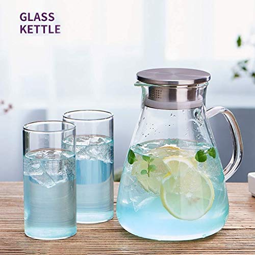 Hervidor de vidrio de 1.6l de gran capacidad con tapa y filtro de acero inoxidable - Hervidor de vidrio de borosilicato liviano y resistente al calor para agua fría/caliente, té o como regalo perf