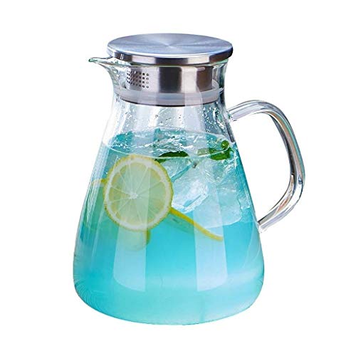 Hervidor de vidrio de 1.6l de gran capacidad con tapa y filtro de acero inoxidable - Hervidor de vidrio de borosilicato liviano y resistente al calor para agua fría/caliente, té o como regalo perf