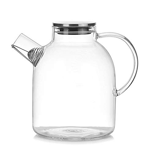 Hervidor de vidrio de gran capacidad con tapa y filtro de acero inoxidable - Vidrio de borosilicato liviano y resistente al calor para agua fría/caliente o como un regalo perfecto-13.5×18.5×6.3cm