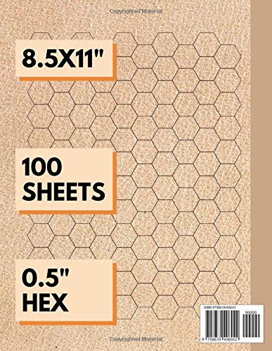 Hexagonal Graph Paper Notebook: Hex Map Paper With 0.5 Inch Hexagon, Exercise Work Book For Organic Chemistry Carbon Chain Drawing & Planning Games