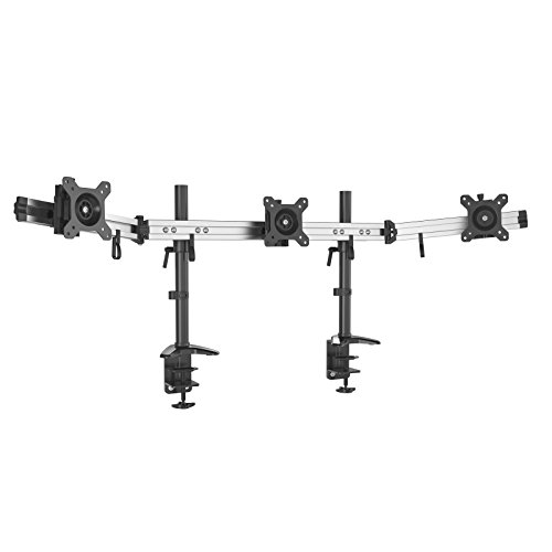 HFTEK Soporte para 3 tres monitores de escritorio para pantalla de 15" - 27" con VESA 75/100 (MP230C-N)