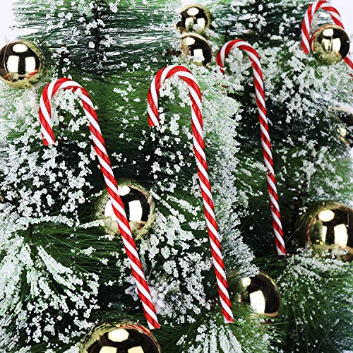 Hicarer 50 Piezas Bastón de Caramelo de Plástico de Navidad Adornos Colgante de Árbol de Navidad para Favores de Decoración de Fiesta de Vacaciones (Rojo y Blanco)