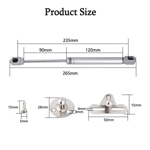 Hidraulico Amortiguador de Gas, Jestool 4pcs Pistones a Gas Potencia de 100N/ 10kg Pistones a Gas Armarios Para Puertas Elevables de Mueble Cocina Baño Gris