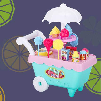 Hielo Crema Juguete de la Carretilla con Rotary luz y música - Juego de imaginación Juego Candy Cesta Store Jugar a Las Casitas Suministros,Verde