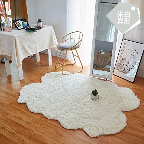 High Pile Shaggy Alfombra,irregular Area Rug,terciopelo Fluffy Rugs,no-resbalón Alfombra Mullida,corredor Moqueta Almohadilla,suave Alfombra,para Sala De Estar Arroz Blanco 120x150cm(47x59inch)