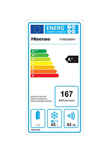 Hisense FV85D4BW1 Independiente Vertical 65L A+ Blanco - Congelador (Vertical, 65 L, 3,5 kg/24h, N-ST, A+, Blanco)