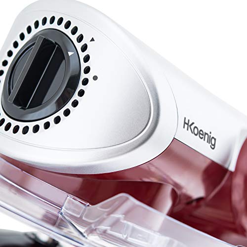 H.Koenig KM80 Batidora Amasadora Profesional, Potencia 1000 W, Capacidad 5.5 L, 4 Velocidades, hasta 2 Kg de Masa, Brazo con Cabeza Reclinable y Móvil, Acero Inoxidable, 80 dB, Color Rojo