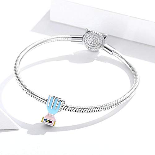 HMMJ Encantos de Las Mujeres S925 Plata circón Cuentas de Colores Azul Exprimidor Colgante Compatible con Pandora y Pulseras Europeas Collares