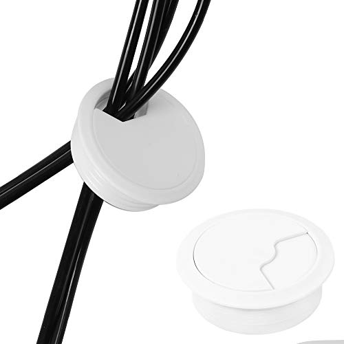 HO2NLE 2pcs Tapa Pasacables Mesa Escritorio Blanco 60 mm Pasacables Redondo Tapa Mesa Cables Embellecedor Cubierta de Agujero para Encastrar Usb Alambre Organizador de Cable Computadora Pared