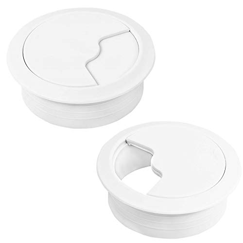 HO2NLE 2pcs Tapa Pasacables Mesa Escritorio Blanco 60 mm Pasacables Redondo Tapa Mesa Cables Embellecedor Cubierta de Agujero para Encastrar Usb Alambre Organizador de Cable Computadora Pared