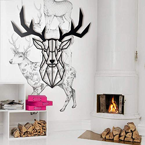 Hoagard Deer Head Metal Wall Art - Decoración geométrica para Pared - Ciervo - Metal - 47 x 53 cm