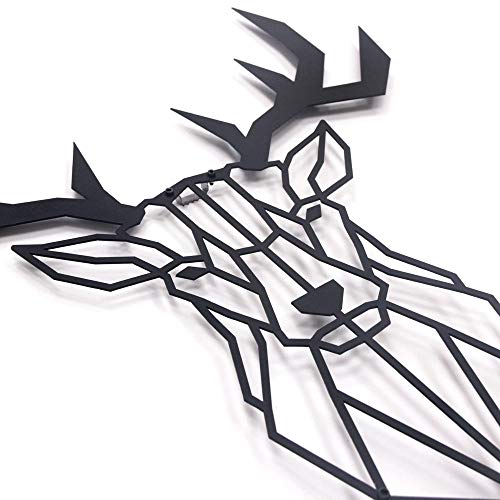 Hoagard Deer Head Metal Wall Art - Decoración geométrica para Pared - Ciervo - Metal - 47 x 53 cm