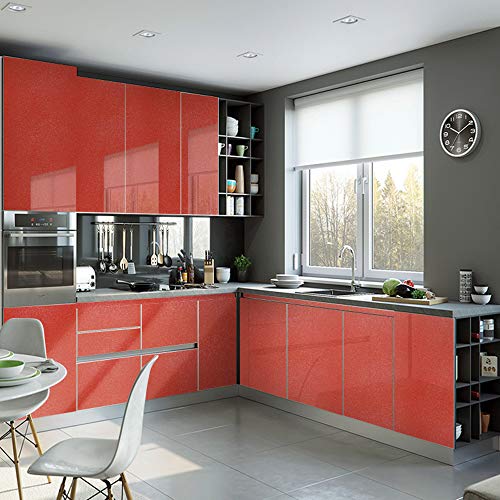 Hode Vinilos Adhesivo para Muebles Puertas Ventanas Papel Adhesivo para Muebles Pegatina de Vinilo Adhesivo Muebles Rojo 40X300cm