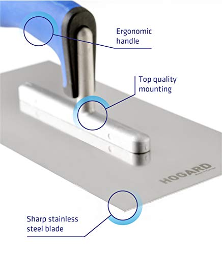 HOGARD Paleta Llana para Acabados Estuco Acero Inoxidable con Mango Ergonómico, Made in EU, 270 x 130 mm (10.6 x 5.1 inch)