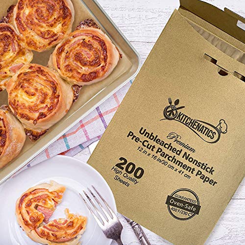 Hojas Para Cocinar | 200 Hojas De Papel Horno Precortado Para Bandejas Estándar De Tamaño Medio Horno | Papel Sulfurizado Sin Blanquear, Antiadherente y Seguro - 30x40cm | Para Cocinar, Asar, Hornear