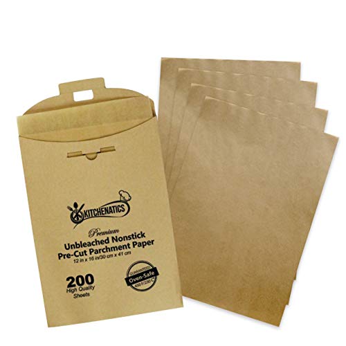 Hojas Para Cocinar | 200 Hojas De Papel Horno Precortado Para Bandejas Estándar De Tamaño Medio Horno | Papel Sulfurizado Sin Blanquear, Antiadherente y Seguro - 30x40cm | Para Cocinar, Asar, Hornear