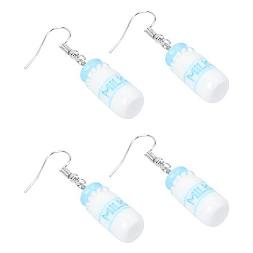 Holibanna 2 Pares de Aretes de Botella de Leche de Resina de Plástico Botella de Bebida de Dibujos Animados Anzuelo de Pesca Pendientes Colgantes para Mujeres Niñas Joyería de Vestir