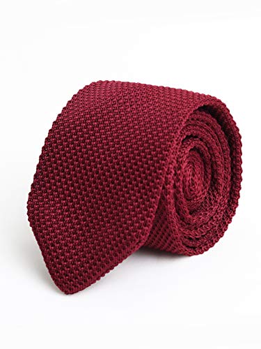 Hombres Corbata de Punto Corbata Tricot con un Ancho de 7cm Narrow Tie Retro Sporty Casual Business Basic - Liso Burdeos rojo