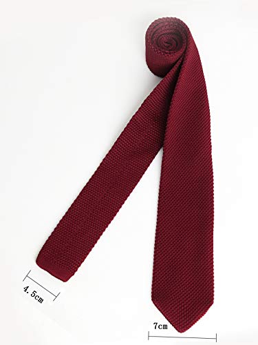 Hombres Corbata de Punto Corbata Tricot con un Ancho de 7cm Narrow Tie Retro Sporty Casual Business Basic - Liso Burdeos rojo