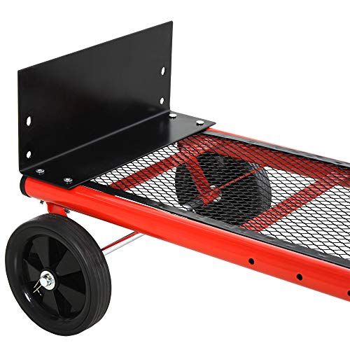 HOMCOM Carretilla Multiusos Ajustable en Altura Carro de Limpieza de 2 Posiciones con 4 Ruedas Plataforma de Rejilla y Anilla Metálica para Bolsa de Basura 41,5x38,5x92-104 cm Naranja y Negro