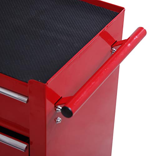 HOMCOM Carro Caja de Herramientas Taller movil con 5 cajones 4 Ruedas Chapa de Acero Rojo