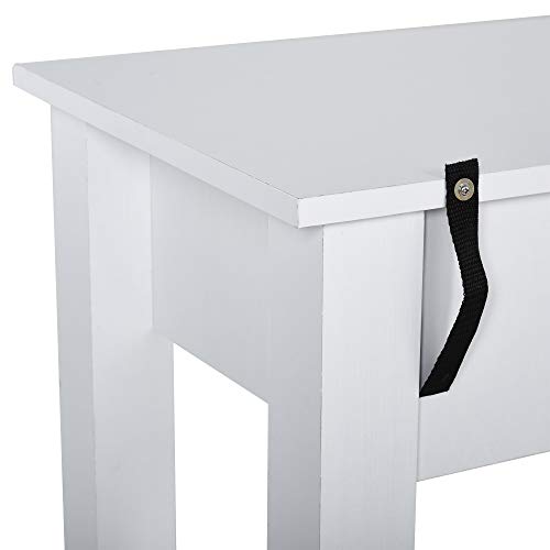 HOMCOM Mesa Tipo Consola Estilo Colonial Mesa Auxiliar para Pasillos Entradas Dormitorio con Cajón Estante Inferior Espacioso Soporta hasta 60 kg 120x39x81 cm Blanco