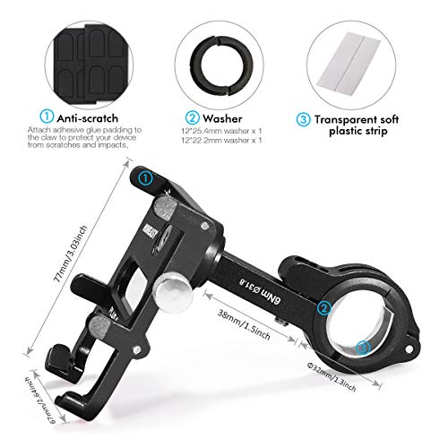 homeasy Soporte Móvil Bicicleta, Ajustable Universal Soporte Movil Moto Anti Vibración para 3.5"-7" Smartphones con Rotación 360°, Adecuado para iPhone XS/XR/X/8/8Plus/7Plus Samsung S7/S8/S9 (Negro)