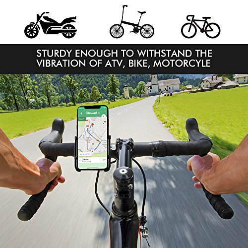 homeasy Soporte Móvil Bicicleta, Ajustable Universal Soporte Movil Moto Anti Vibración para 3.5"-7" Smartphones con Rotación 360°, Adecuado para iPhone XS/XR/X/8/8Plus/7Plus Samsung S7/S8/S9 (Negro)