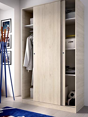 HOMEKIT Armario 2 Puertas correderas, Natural, 120x204x50cm